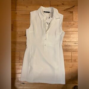 Zara mini button up dress white - medium